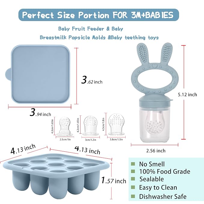WAJIAYON Baby Breastmilk Popsicle Molds & Baby Fruit Feeder, Baby Food Freezer - Image 3