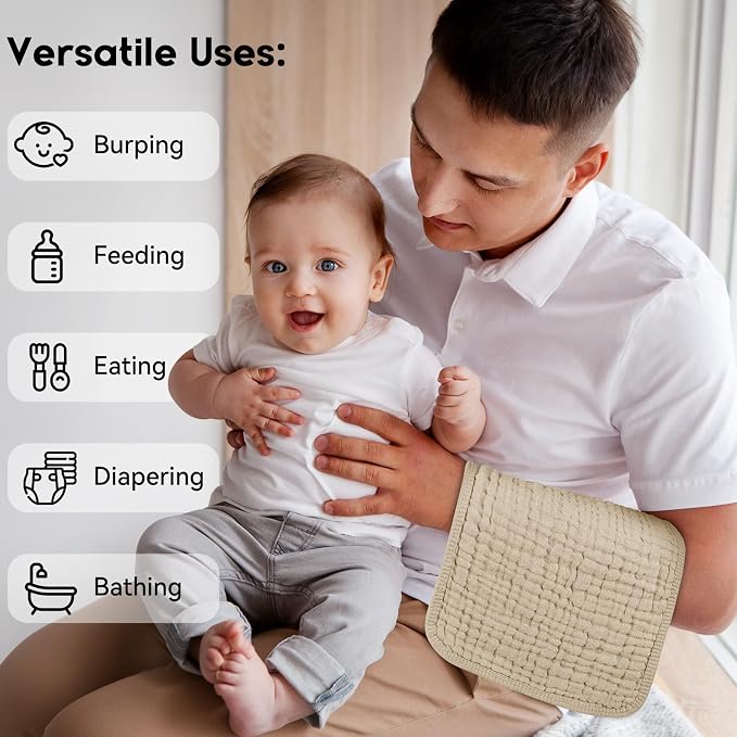 Muslin Burp Cloths for Baby 100% Cotton Burping Cloths for Boys Girls Large - Image 5