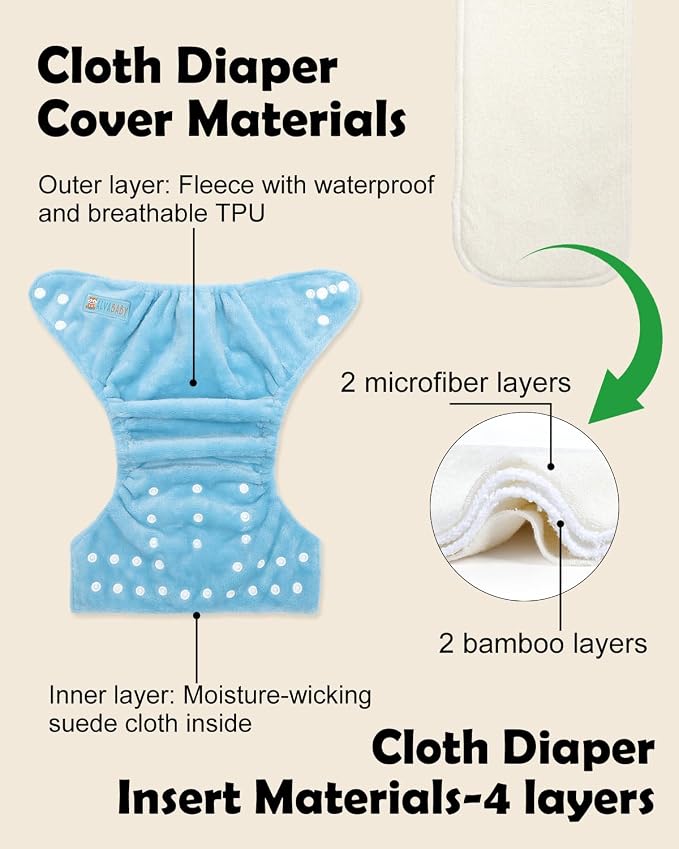 ALVABABY 6 Pack Baby Cloth Diapers Warm - Image 2