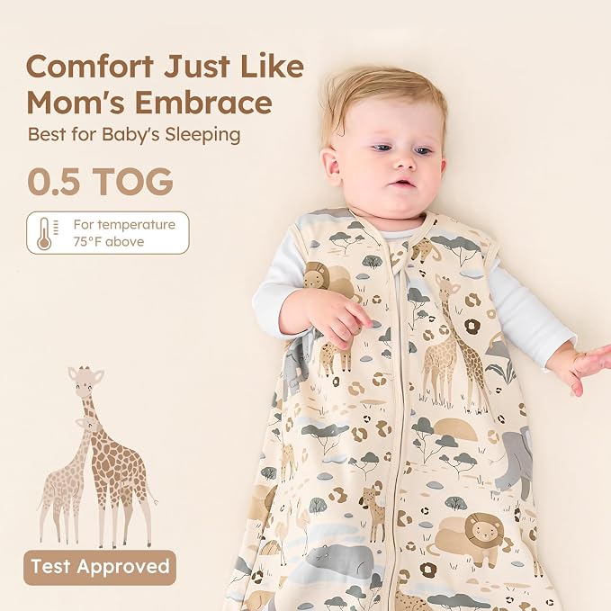 Baby Sleep Sack 0-6 Months 100% Cotton Lightweight 0.5 TOG Wearable Blanket - Image 5