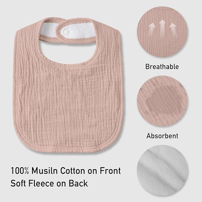 Muslin Baby Drool Bibs for Unisex Boys Girls, 10 Pack Soft Cotton Baby Bib for - Image 5