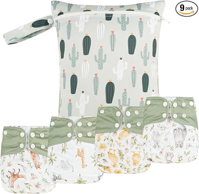 HappyFlute 9 Sets Newborn Baby Cloth Pocket Diapers Adjustable Reusable by Unknown