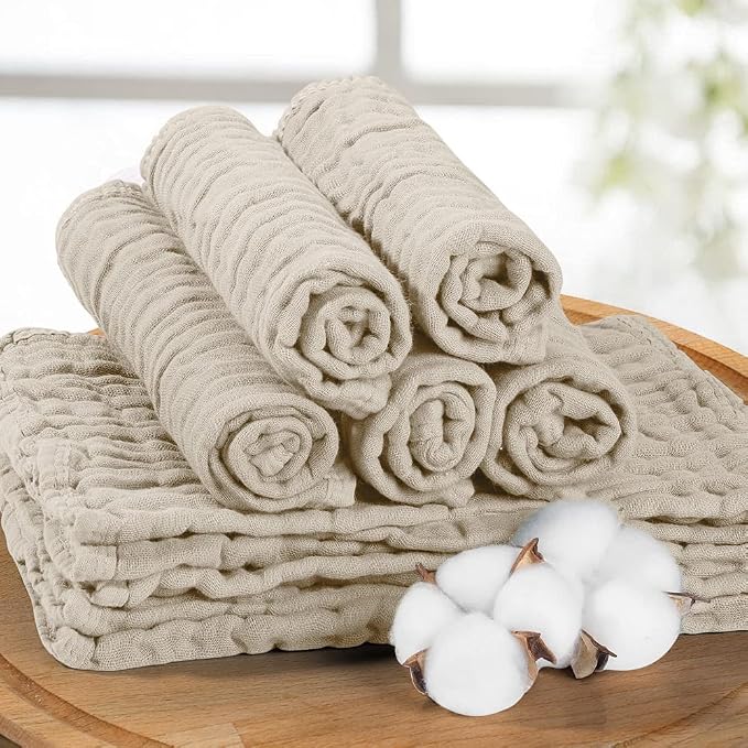 Yoofoss Muslin Burp Cloths for Baby 10 Pack 100% Organic Cotton Baby Washcloths - Image 2