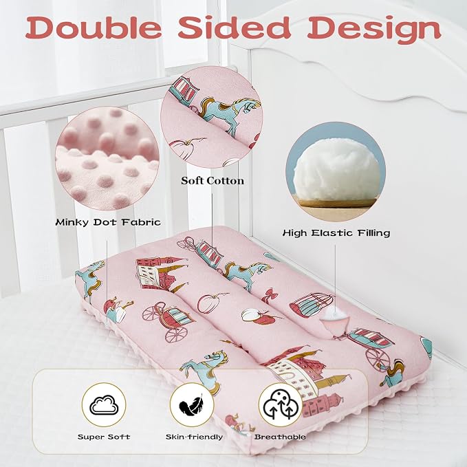 Reidio 1Pcs Toddler Pillow Double Sided Breathable Soft Cotton & Minky Dot - Image 4
