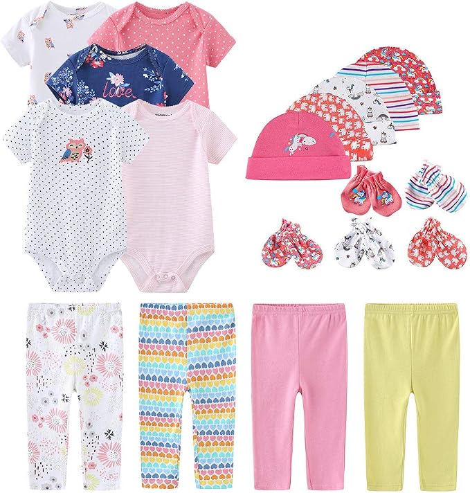 Kiddiezoom Newborn Baby Girl Boy Clothes Baby Outfits Pants Bodysuits Gifts Set by Kiddiezoom
