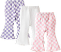 SOBOWO Checkered Baby Girl Flare Pants 3 Pack Toddler Bell Bottoms Plaid Ruffle by SOBOWO
