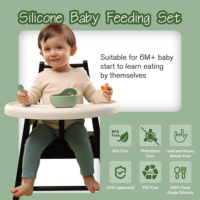 Baby Led Weaning Supplies, 17 Piece BPA-Free Silicone Feeding Set, Eating - Image 3