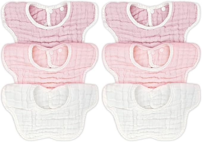 Muslin Baby Bibs for Drooling and Teething Newborn Drool Bibs for Baby Girl Boy by DOSMINE