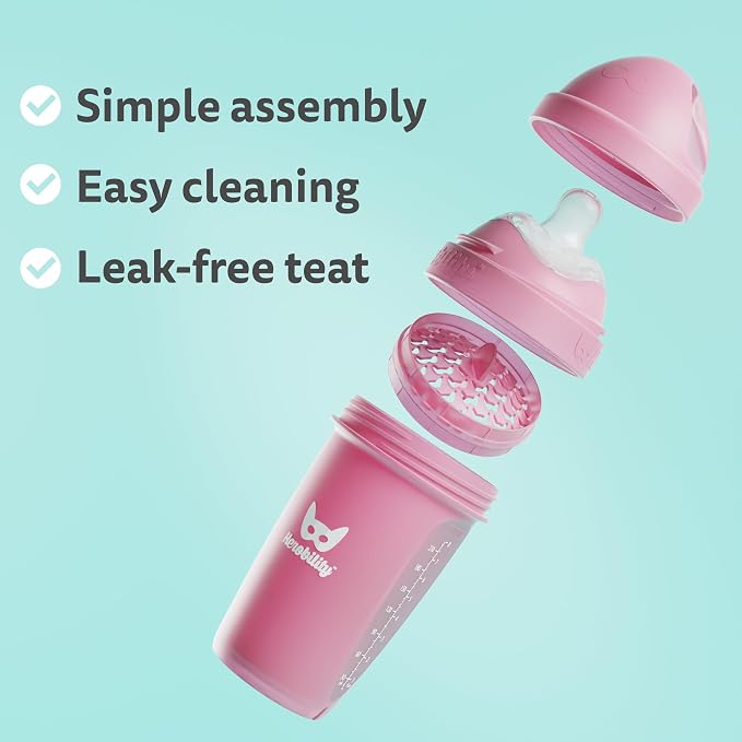 Herobility Double Anti-Colic Baby Bottles – 5 fl oz/140ml – 4-Pack – Multicolor - Image 4