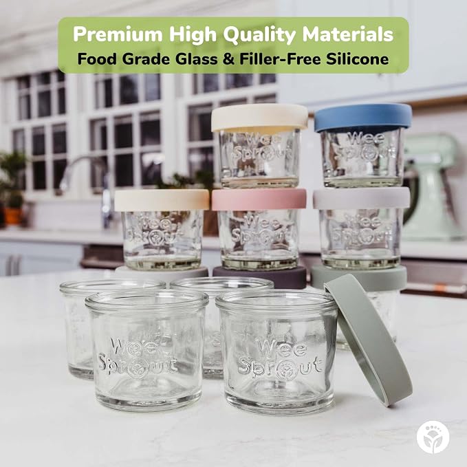 WeeSprout Glass Baby Food Storage Jars w/Lids Snack, Reusable Small Containers - Image 3