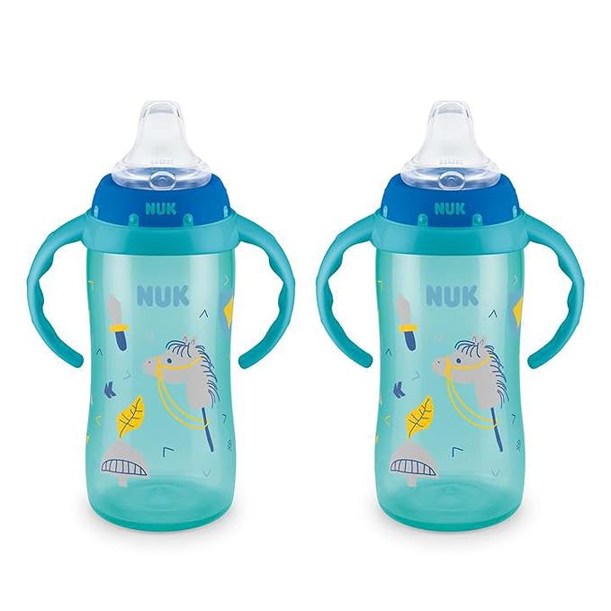 NUK Learner Cup, 10 oz, 2 Pack, 8+ Months – BPA Free, Spill Proof Sippy Cup by NUK