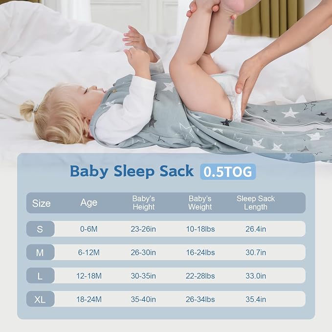 Baby Sleep Sack 0-6 Months, 100% Cotton TOG 0.5 Wearable Blanket - Image 5