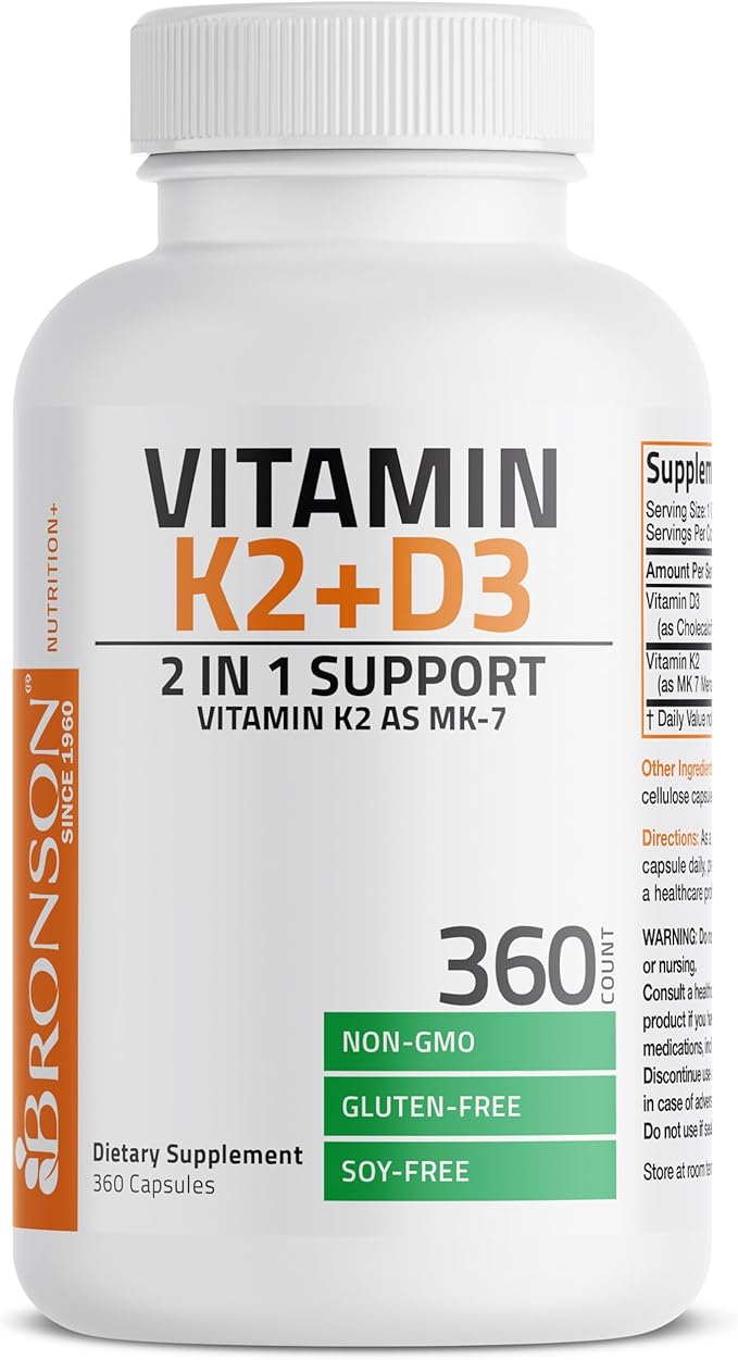 Bronson Vitamin K2 with D3 Supplement Non-GMO Formula 5000 IU Vitamin D3 & 90 - Image 5
