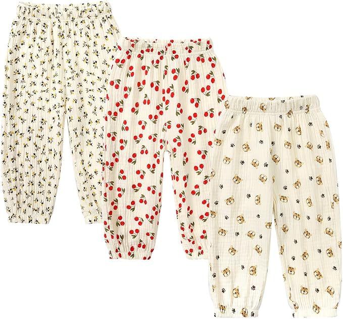 MYGBCPJS Baby Boys Girls Cotton Linen Trousers Kids Casual Ankle Pants Loose by MYGBCPJS