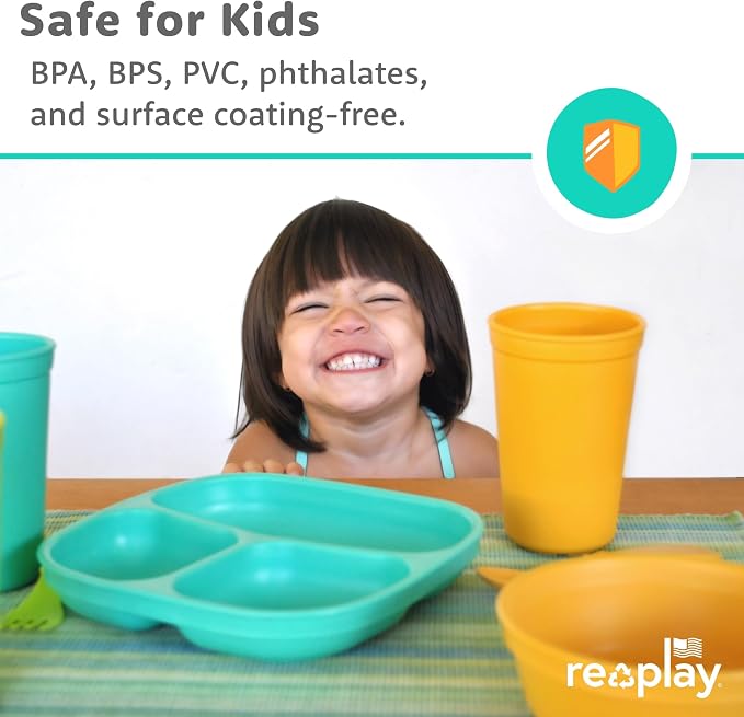 Re-Play Toddler Plates with Dividers & Silicone Lid - Image 4