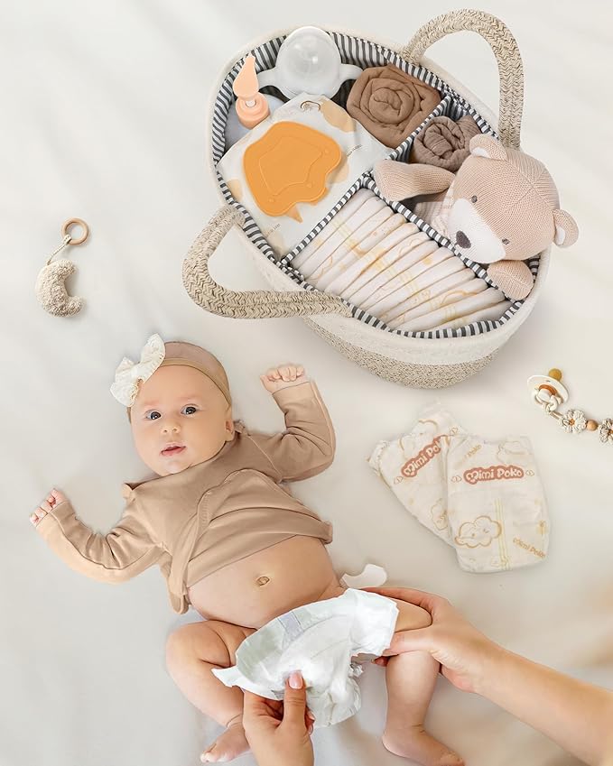 Maliton Extra Large Baby Diaper Caddy Organizer, Cotton Rope Nursery Basket - Image 6