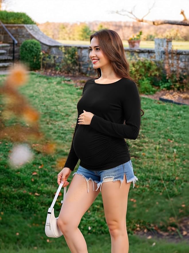 Maternity Shirts Long Sleeve Pregnancy Top - Image 4