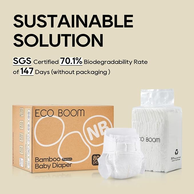 ECO BOOM Preemie Diapers, Viscose from Bamboo Diapers, Natural Soft Disposable - Image 2