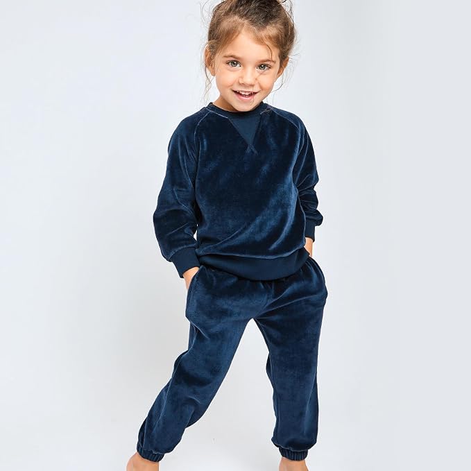 HonestBaby Baby 2-Piece Cozy Velour 100% Organic Cotton Sweatshirt and Jogger - Image 2