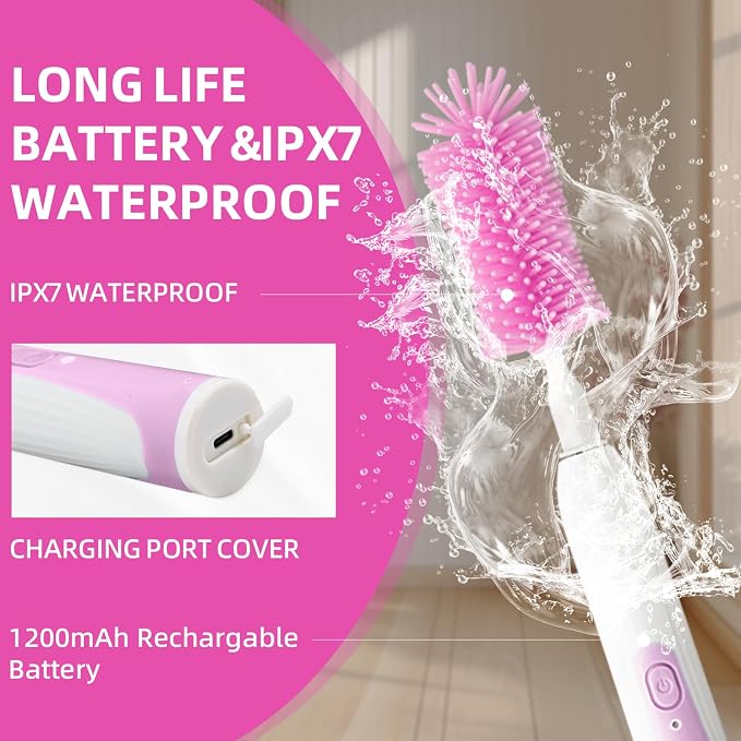Electric Bottle Brush Set with Silicone Pacifier/Straw Brush and Mixing Head - Image 7