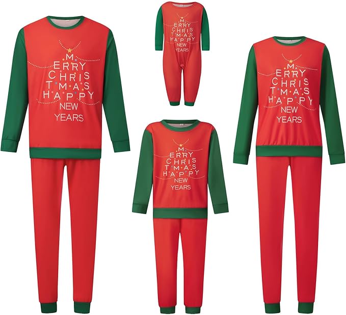 Awoscut Christmas Family Matching Pajamas Christmas Pjs Holiday Nightwear - Image 5