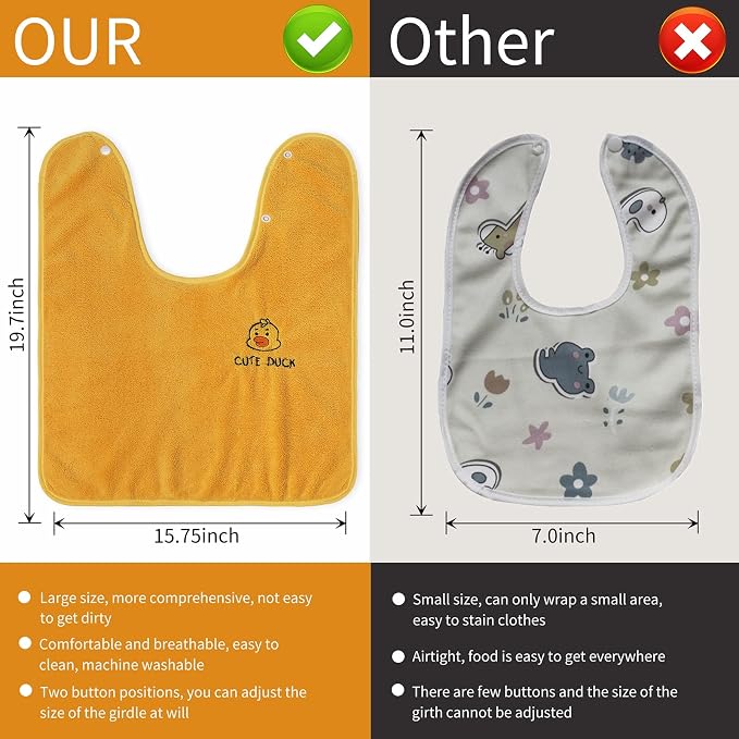 6 Packed Baby Bibs for Girls or Boys, Large Towel Bibs for Toddler 3-6 Years - Image 5