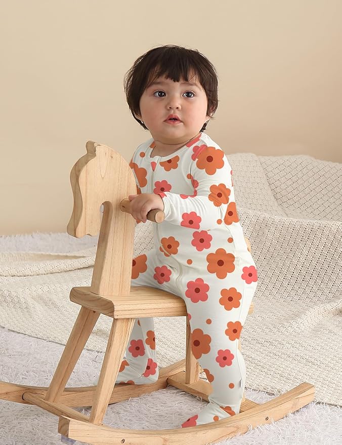 Jimonda Baby Girls Boys Footed Pajamas, Rayon From Bamboo, 2 Way Zipper Long - Image 4