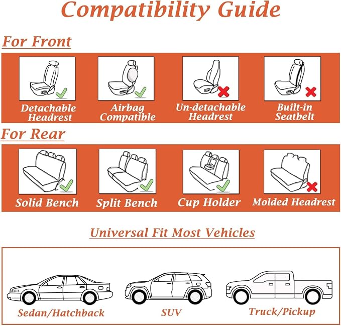Coverado Universal Seat Covers Front, Waterproof Nappa Leather Car Seat Covers - Image 8