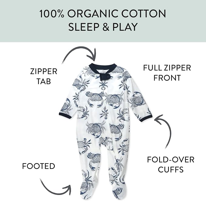 HonestBaby Baby Sleep N' Play One-Piece Zip-Front Footed Organic Cotton Pajama - Image 3