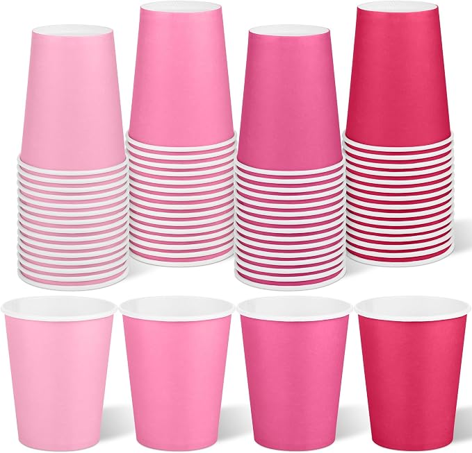URATOT 60 Pieces 9 Ounce Pink Paper Cups Gradient Color Disposable Coffee Party by URATOT