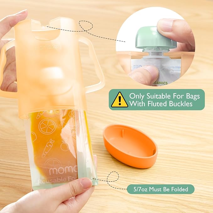 Momcozy Baby Pouch Holder No Squeeze, Baby Food & Juice Box Holder, Easy Grip - Image 5