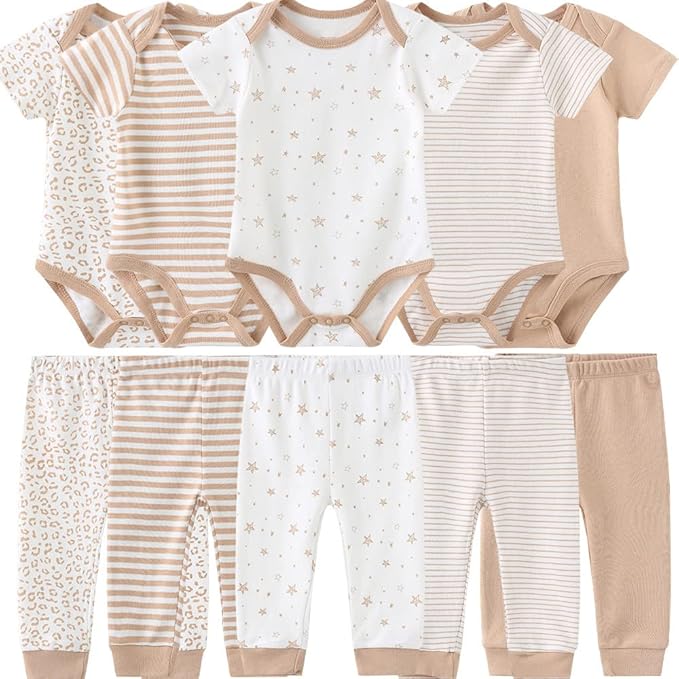 Baby Layette Set Baby Boys' 9-Piece Bodysuits Pants Set Toddler Girl Boy Unisex by Kiddiezoom