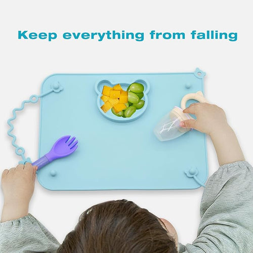 2 Pack Baby Silicone Mat with Suction Base and 4 Stretchable Straps, 6 Strong - Image 2