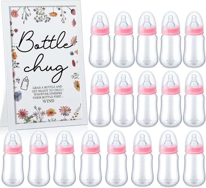 Roowest Bottle Chug Baby Shower Game Favors Including Wideflower Theme Wooden by Roowest