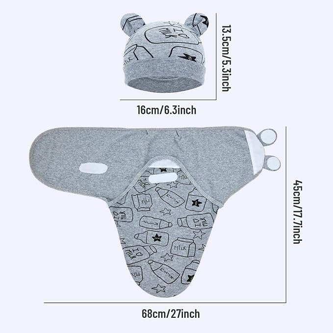 Cinaci 2 Pack Adjustable Soft Cotton Blend Newborn Baby Receiving Swaddle - Image 2
