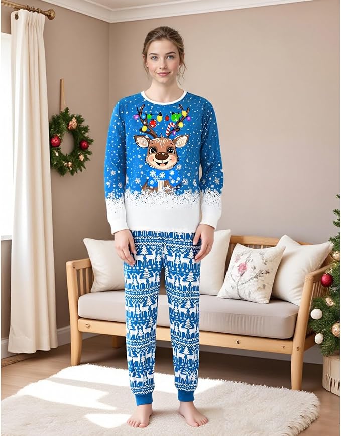 Awoscut Christmas Family Matching Pajamas Christmas Pjs Holiday Nightwear - Image 3