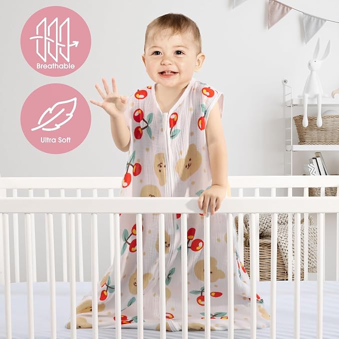 2 Pack Baby Sleep Sack 0-6 Months 100% Cotton Muslin Baby Sleeping Bag 2-Way - Image 3