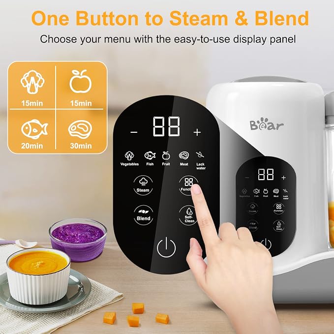 BEAR 2024 Baby Food Maker | One Step Baby Food Processor Steamer Puree Blender - Image 3