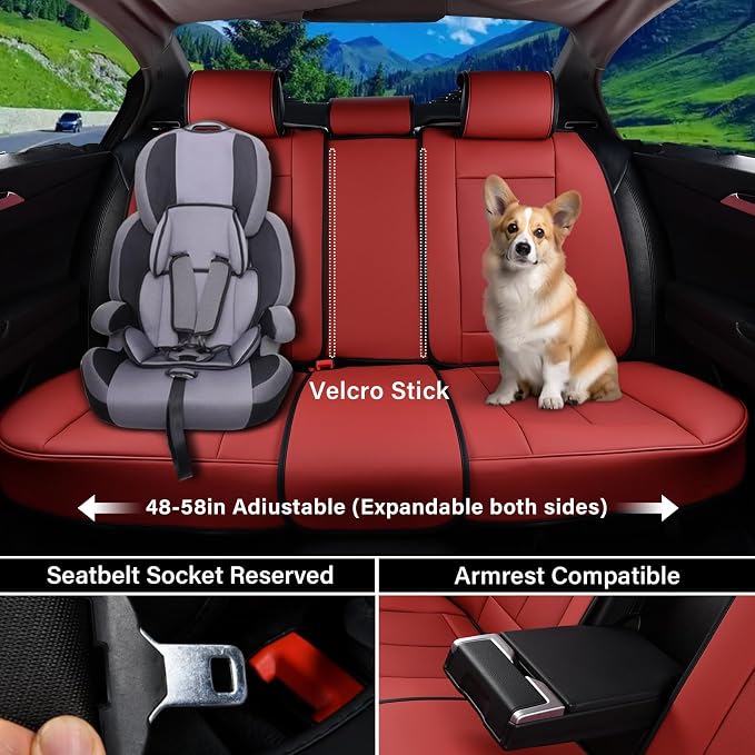 Coverado Car Seat Covers Full Set, Car Seat Protector Waterproof, Nappa Leather - Image 4