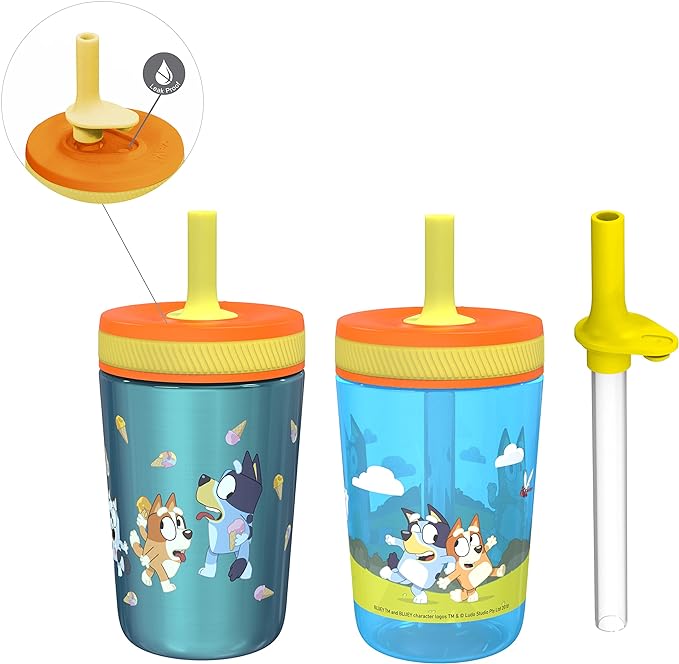 Zak Designs Bluey Kelso Tumbler Set, Leak-Proof Screw-On Lid by ZakDesigns