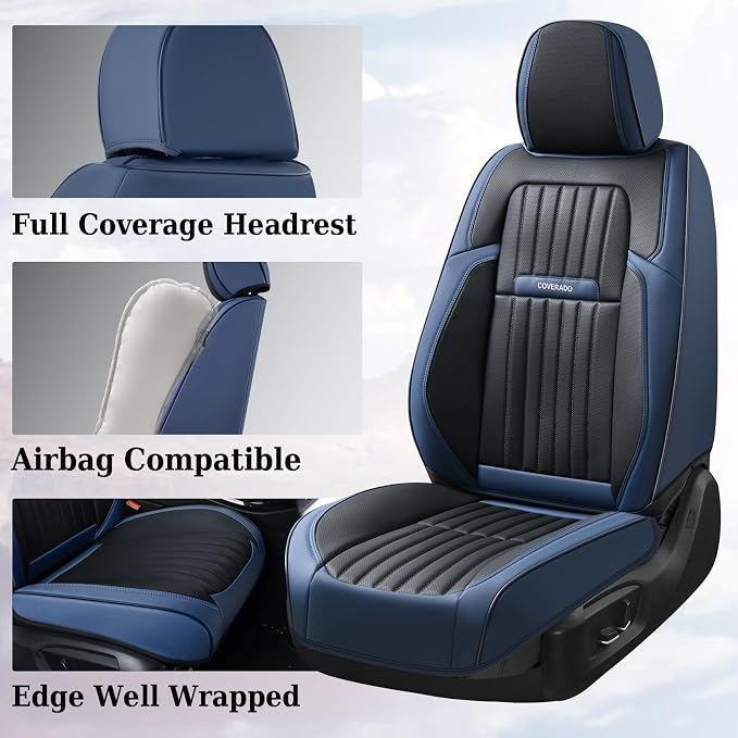 Coverado Car Seat Covers Full Set, Nappa Leather Seat Covers - Image 4