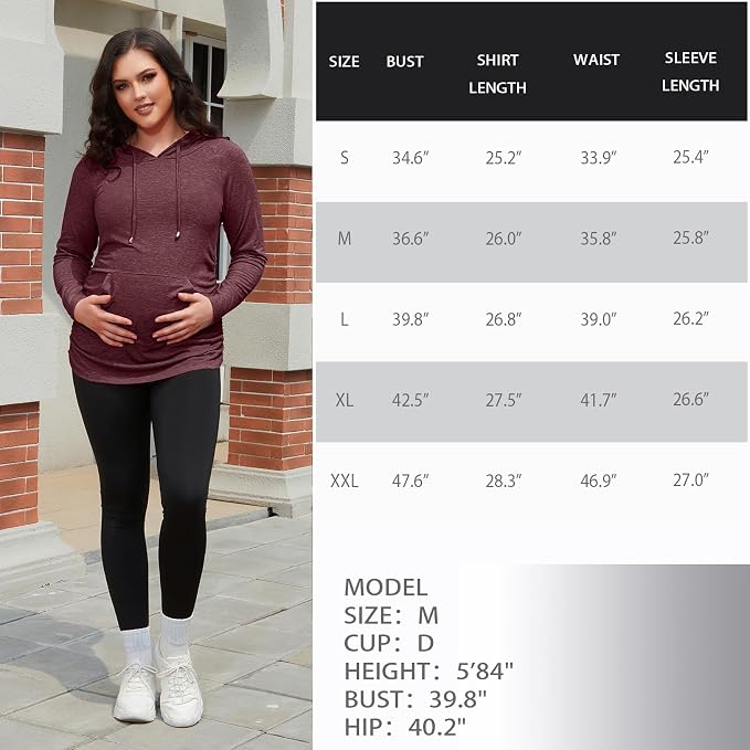 GINKANA Maternity Hoodie Long Sleeves Shirts Casual Maternity Top Pregnancy - Image 8