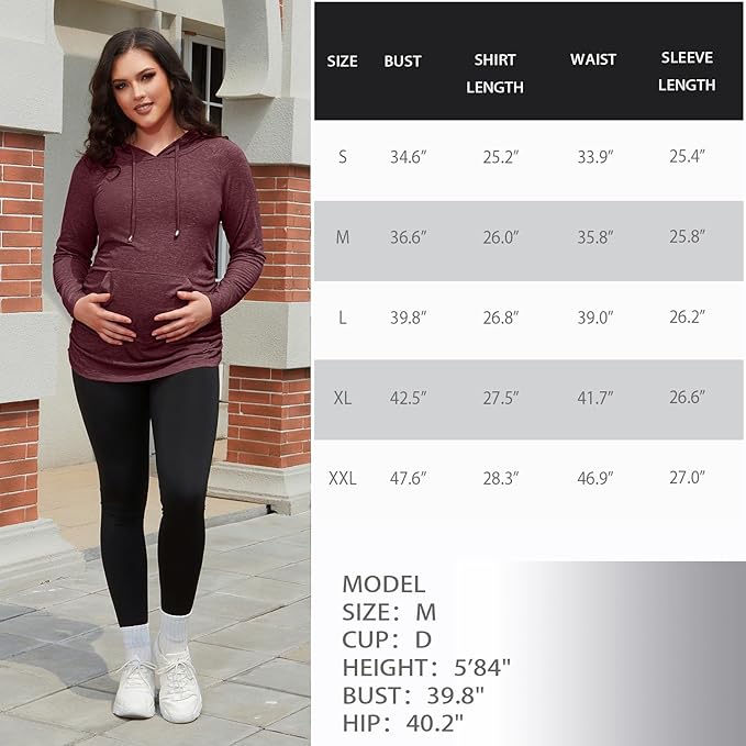 GINKANA Maternity Hoodie Long Sleeves Shirts Casual Maternity Top Pregnancy - Image 7