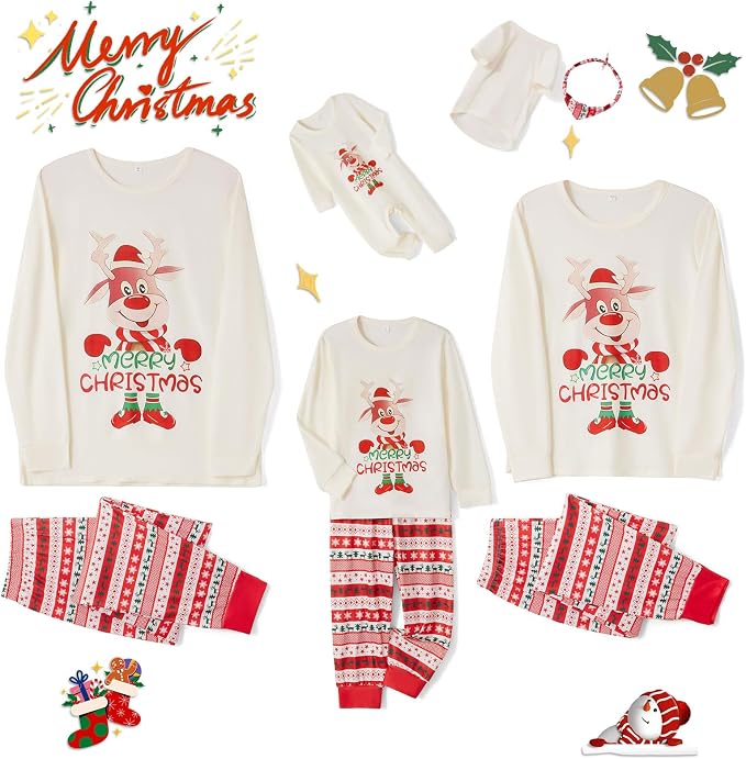 Awoscut Christmas Family Matching Pajamas Christmas Pjs Holiday Nightwear - Image 6