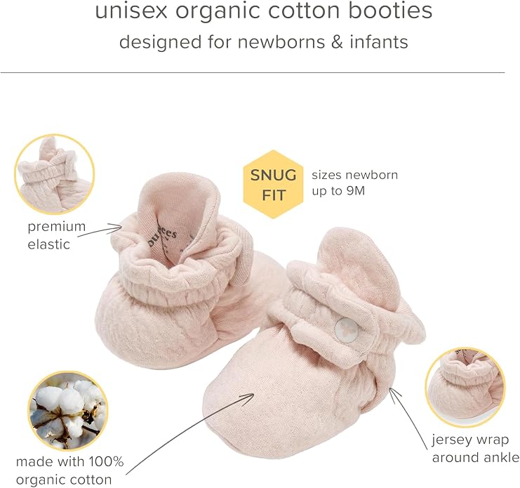 Burt's Bees Baby Unisex Booties Organic Cotton Newborn Essentials Shoes - Image 7