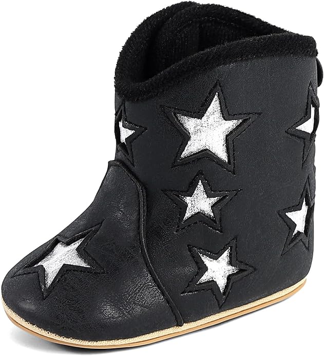 MK MATT KEELY Leather Western Boots Cowboy Bootie Soft Sole Non-Slip Crib Shoes by MKMATTKEELY