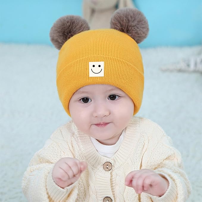 AZJ Baby Beanie Hat Toddler Infant Winter Knitted Hat Kids Soft Warm Pom Pom - Image 6