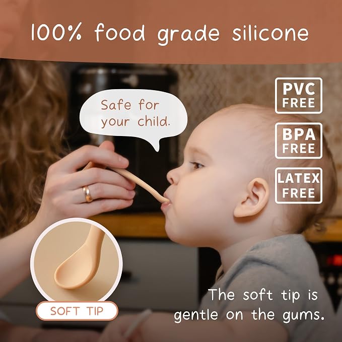 Moonkie Silicone Baby Spoons Set of 4, Two Sizes Feeding Spoon - Image 4