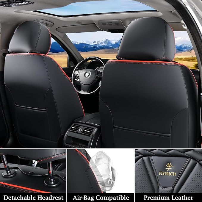 FLORICH Leather Seat Covers, Seat Covers Full Set, Car Seat Protectors 5 Seats - Image 4
