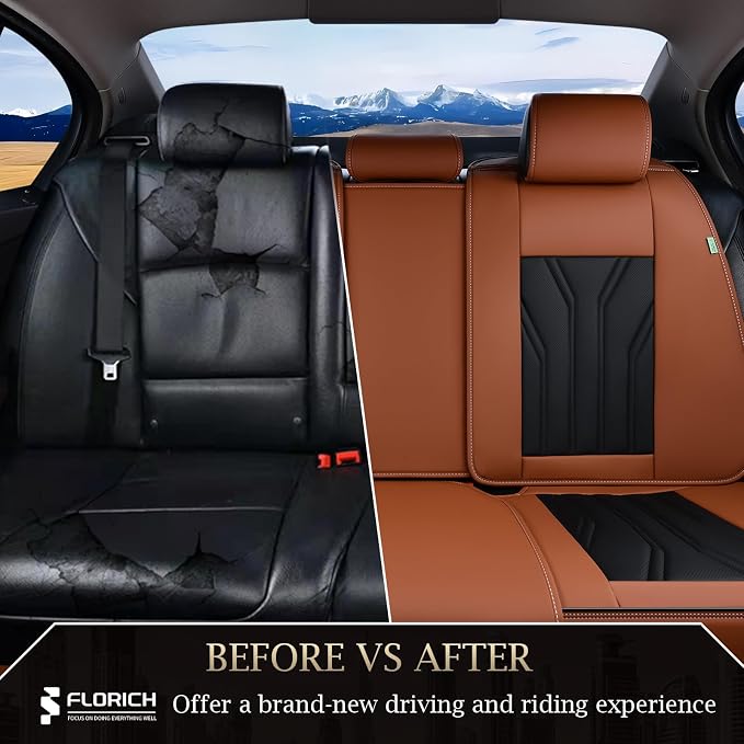 FLORICH Rear Seat Covers Leather Car Seat Covers Waterproof Back Seat Cover - Image 6